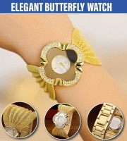 Elegant Butterfly Gold Watch