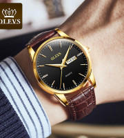 OLEVS Mens Watches Top Brand Luxury Quartz Wrist watch reloj hombre Fashion Casual Business Leather Men Watch Relogio Masculino