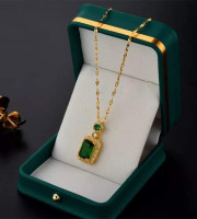 18k Gold Plated Green Pendant Necklace