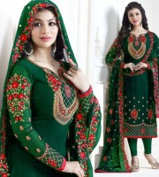 Ayesha Takia Green Georgette Embroidery Churidar Salwar Kameez (DGA01)