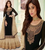 Shamita Shetty Georgette Embroidered Lehenga Pattern Gharara Suit (DB09)