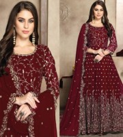 Georgette Maroon Embroidery Work Anarkali Suit (DM04)