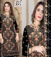 Black Indian Cinigura silk Embroidary Shalwar Kameez (HP27)