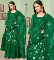 Green Georgette Embroidery Designer Unstitched suit (GW01)