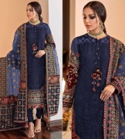 Fox Blue Georgette Indian Salwar Suit Unstitched 4 Piece (HRB16)