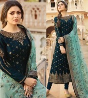 Dola Jacquard Designer Straight Cut Suits Dark-Blue (DU06)