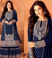 Blue Sequined Sharara Style Salwar Kameez (BSB03)