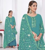 Heavy Faux Blooming Georgette With Embroidery And Sequence Work Palazzo Suit (HP37)