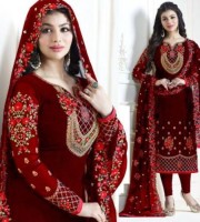 Ayesha Takia Maroon Georgette Embroidery Churidar Salwar Kameez (DMA01)