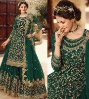 Party Wear ChiniGura Fabric Embroidered Sharara Suit (GS12)