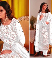 White Indian Soft Georgette With Heavy Embroidery