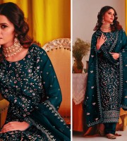 Blue Indian Soft Georgette With Heavy Embroidery