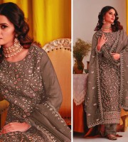 Gray indian Soft Georgette With Heavy Embroidery