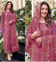 (PO15)Pakistani suit with frill dupatta with heavy embroidered ChiniGura Fabric