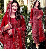 (PRE15)Pakistani suit with frill dupatta with heavy embroidered ChiniGura Fabric