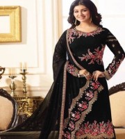 Ayesha Takia New Design Georgette Embroidery Churidar Salwar Suit Black (DBAN01)