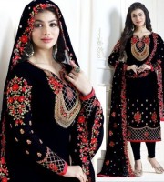 Ayesha Takia Black Georgette Embroidery Churidar Salwar Kameez (DBA01)