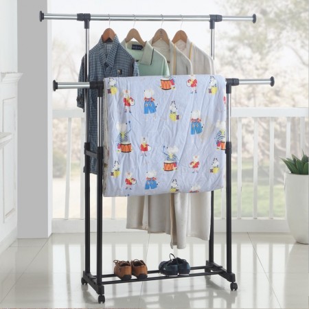 Double Pole Telescopic Stainless Steel Clothes Drying Rack