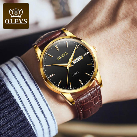 OLEVS Mens Watches Top Brand Luxury Quartz Wrist watch reloj hombre Fashion Casual Business Leather Men Watch Relogio Masculino