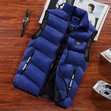 Winter Jackets Thick Vests Man Sleeveless Warm Cotton (Blue Colour )