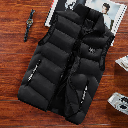 Winter Jackets Thick Vests Man Sleeveless Warm Cotton ( Black Colour )