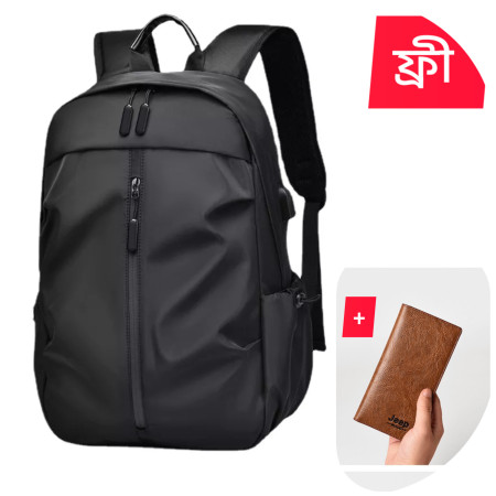 (Moneybag Free ) Waterproof Multi- Laptop Backpack ( black color )