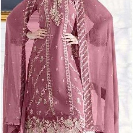 Embroidered Indian Chiffon Georgette Suit Collection Unstitched 4 Piece (HRB04)