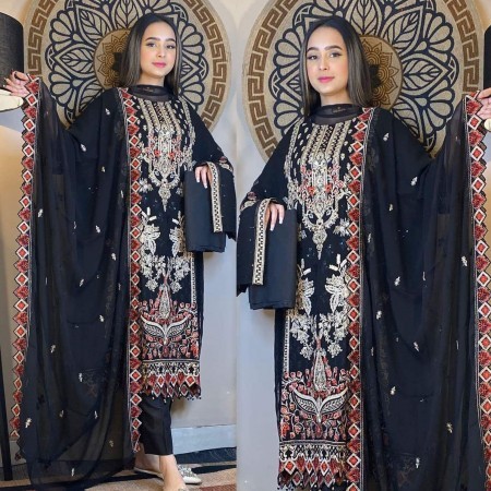 Indian Weightless Georgette Embroidery Churidar Salwar Kameez (BRG01)