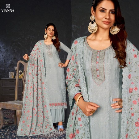 Georgette Embroidered Palazzo Suit (BR02)