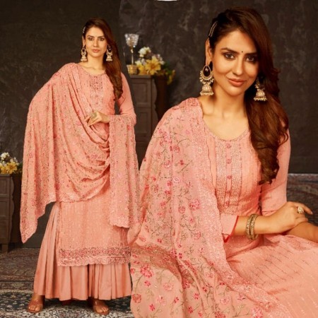 Georgette Embroidered Palazzo Suit (BR01)