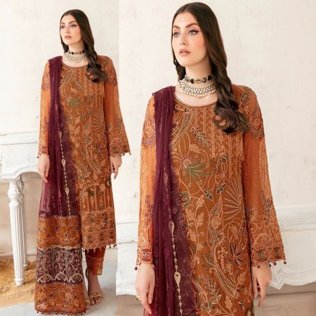 Indian Soft Georgette With Heavy Embroidery & Sequence Work (HRB14)