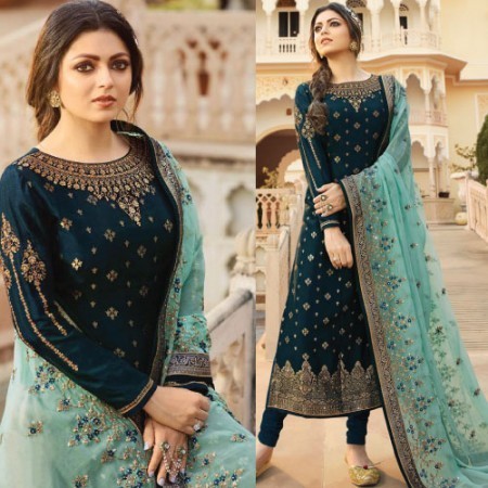 Dola Jacquard Designer Straight Cut Suits Dark-Blue (DU06)