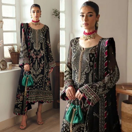 Embroidered & sequinned chiffon Georgette Embroidery Salwar Kameez (CSB3)