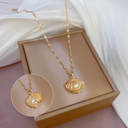High quality gold plated pearl necklace (NK02)