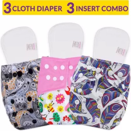 Reusable Adjustable Diapers 3 pcs pant 9 pcs Pad