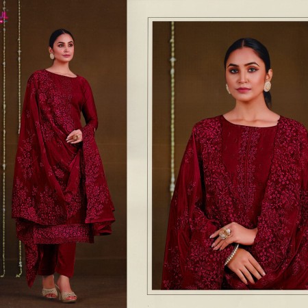 Meroon 07 Indian Soft Georgette With Heavy Embroidery