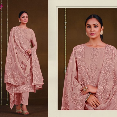 Rose Pink 07 Indian Soft Georgette With Heavy Embroidery
