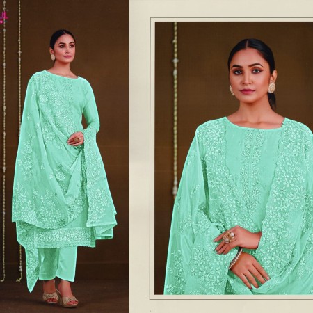 Sky Indian Soft Georgette With Heavy Embroidery