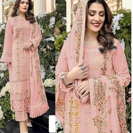 (PRP15) Pakistani suit with frill dupatta with heavy embroidered ChiniGura Fabric