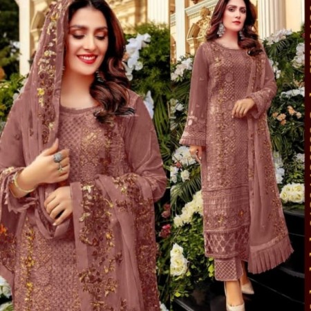 (PBR15) Pakistani suit with frill dupatta with heavy embroidered ChiniGura Fabric