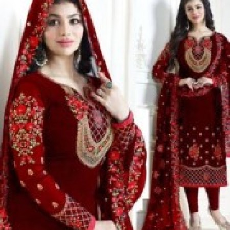 Ayesha Takia Maroon Georgette Embroidery Churidar Salwar Kameez (DMA01)
