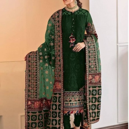 Fox Georgette Indian Salwar Suit Unstitched 4 Piece (HRB06)